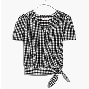 SOLD ‼️- Madewell Short-Sleeve Wrap Top in Gingham
